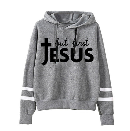 Damen-Kapuzenpullover mit Jesus-Aufdruck, ästhetischer grafischer Schriftzug, Vintage-Zitate, Langarm-Streetwear