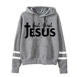 Women's Jesus Print Hoodie Aesthetic Graphic Lettering, Vintage Quotes, Long Sleeve Streetwear