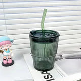 Coffee Glass Lid Straw Water Cup Good-looking Ice Coffee Mug