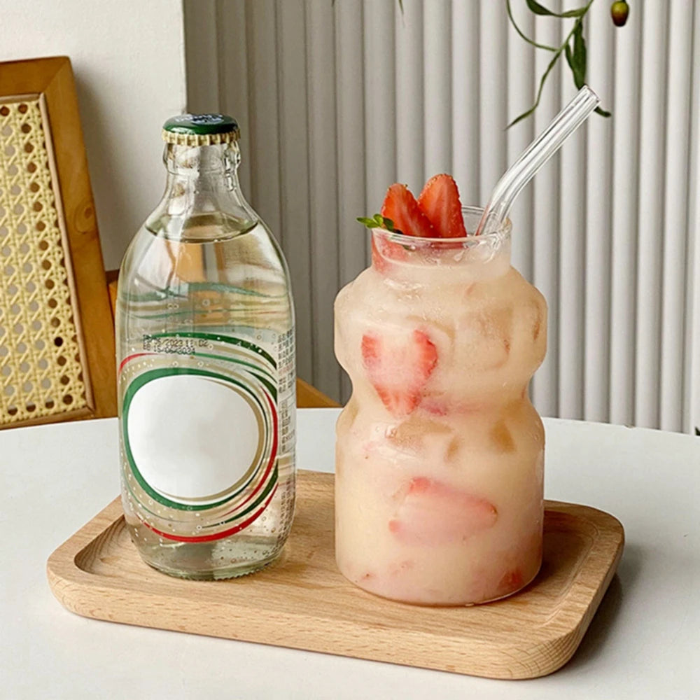 250/440ML Ripple Glass Cup Iced Coffee Mug Heat-Resistant Transparent Glass