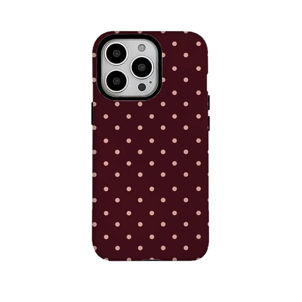 Brown Red Polka Dot iPhone Case Magnetic 2 in 1 12 13 14 15 16