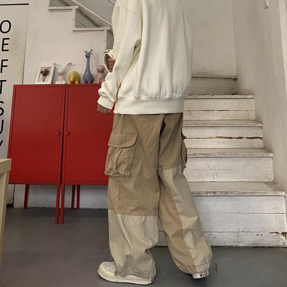 Baggy Khaki Cargo Pants For Men Vintage Loose Casual Autumn Japanese Hip Hop Retro