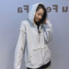 Autumn Women’s Gray Pearl Hoodie Coat Stylish Loose Fit Casual Cardigan
