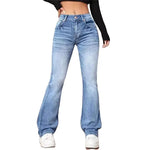 Vintage Mid Waist Flares Denim With Button Splice