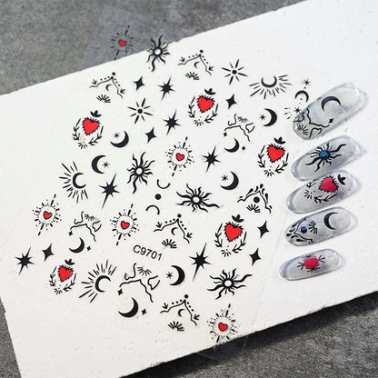 3D Gold Heart Nail Art Stickers