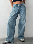 Y2K Vintage Low Rise Jeans Women Wide Straight Leg Baggy