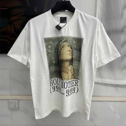 Vintage Washed Target Print T-Shirt Men Oversized Streetwear