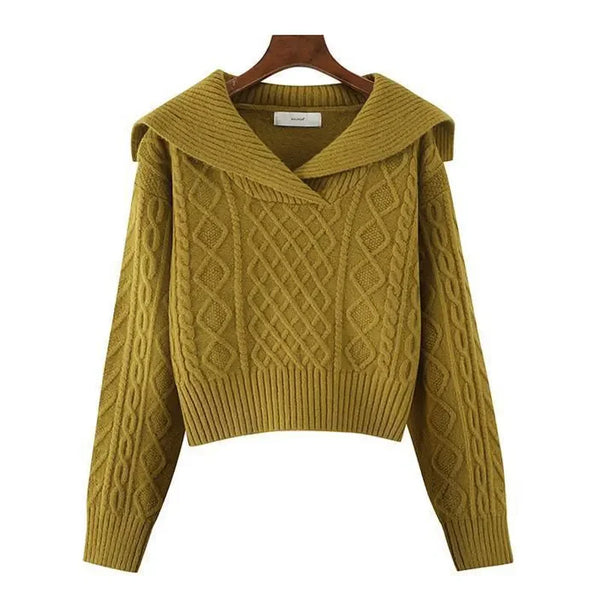 Peter Pan Collar Sweater Women Knit Pullover Long Sleeve Soft