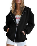 Autumn Winter Zipper Cardigan Hooded Sweatshirt Women