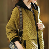 Women's Warm Hooded Coat Korean Patchwork Jacket Fall