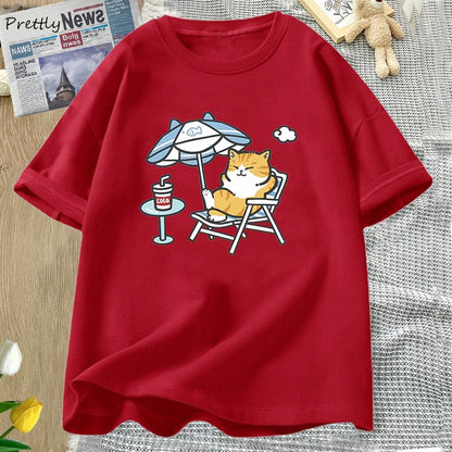 Women's Streetwear T-shirt Cute Cat Graphic