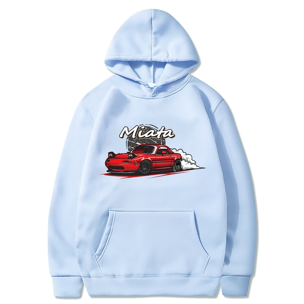 Men Hoodies Japanese Anime Print Car Streetwear Casual