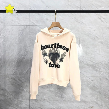 Men's Casual Foam Letters Graphic Hoodie High Quality Cotton Black Pullover