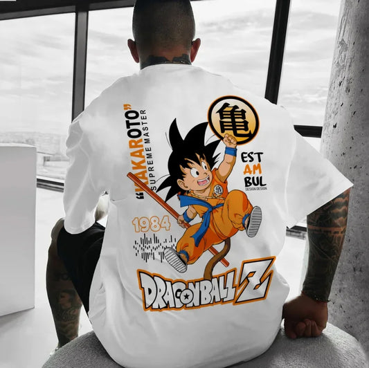 Goku Print T-Shirt Men Dragon Ball Z Cosplay Summer Oversized Top