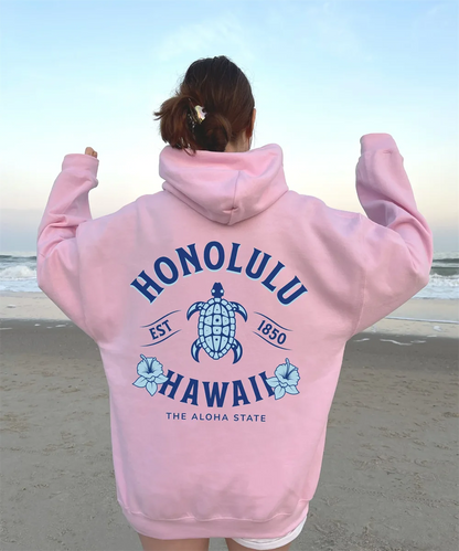 Hawaiian Hibiscus Flower Hoodie Honlulu Sweatshirt Women's Beach