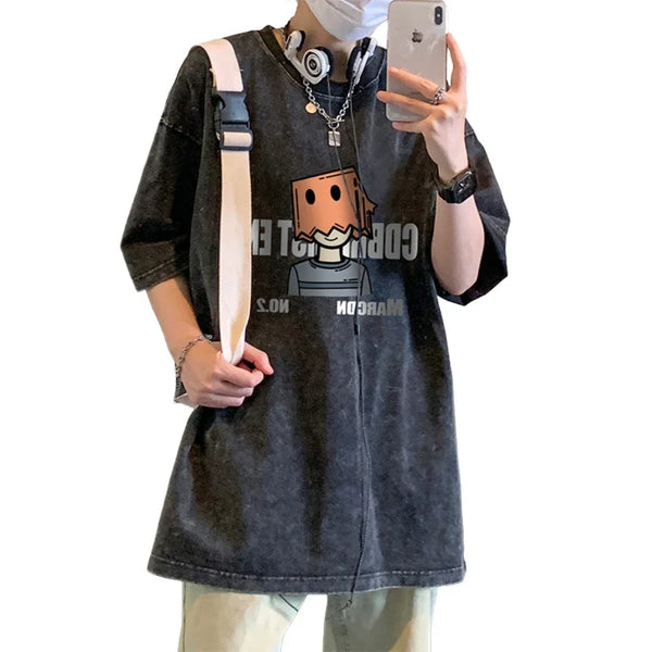 Japanisch inspiriertes Sommer-T-Shirt aus Baumwolle für Männer und Frauen 