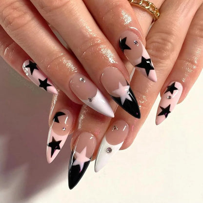 Cute Black Star with headphone 3D Press on Nails