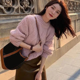 Autumn Winter Thick Knitted Pullover Vintage Streetwear