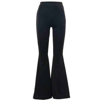 Solid Black Woman Pants Slim Fitting High Waisted Streetwear Casual