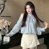 Off Shoulder Blouse Women Long Sleeve Korean Style Sweet Top