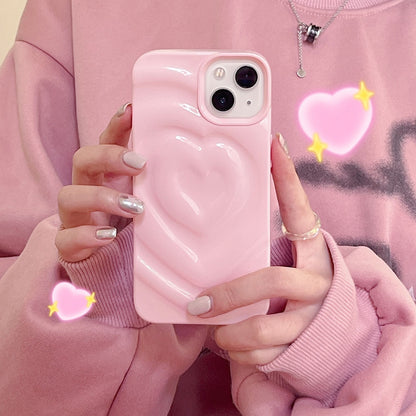 Luxury Electroplate Silver Heart Water Ripple Phone Case for iPhone Soft Silicone