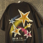 Retro Star Shaped Graphic T-shirt Printed Short Sleeved Loose Fitting