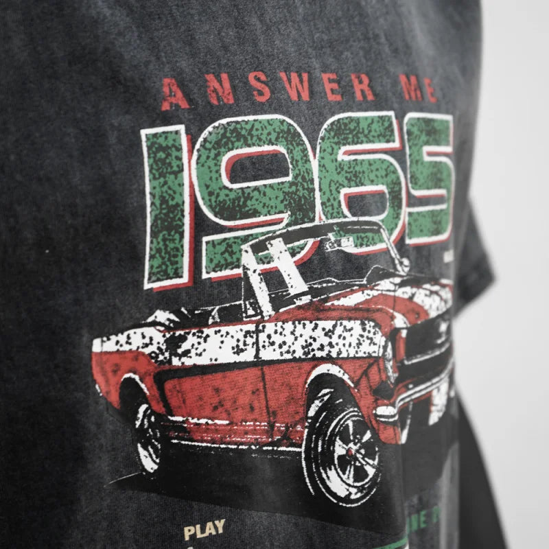 2025 Men’s Retro Racing Culture Print Short-Sleeve T-Shirt Casual Top