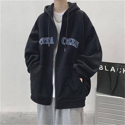 Hooded Oversized Sweatshirt for Men Korean Coat Long Sleeve