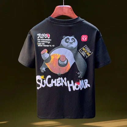 Men’s 2025 Summer Tee Panda Print Loose Fit Shirt