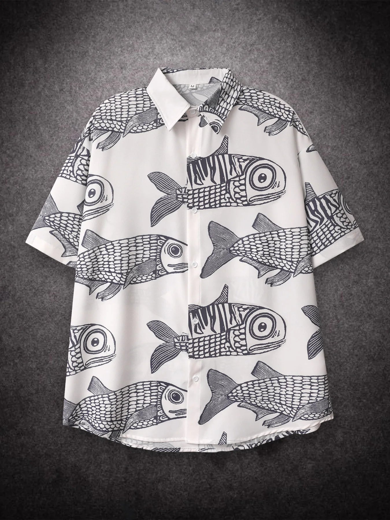 Oversized American Fried Fish Print Shorts Men's Summer Casual Tee