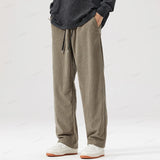 Autumn Winter Stripe Pants Elastic Waist Drawstring Straight