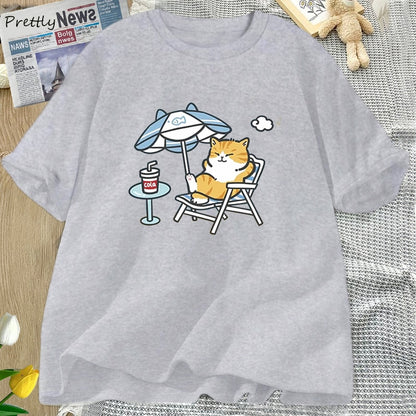 Women's Streetwear T-shirt Cute Cat Graphic