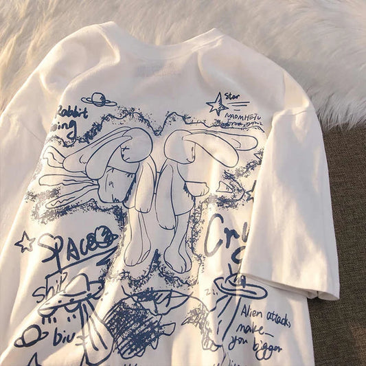 Men's T-shirt Retro Graffiti Punk Funny T Shirt Girls Summer Print Short