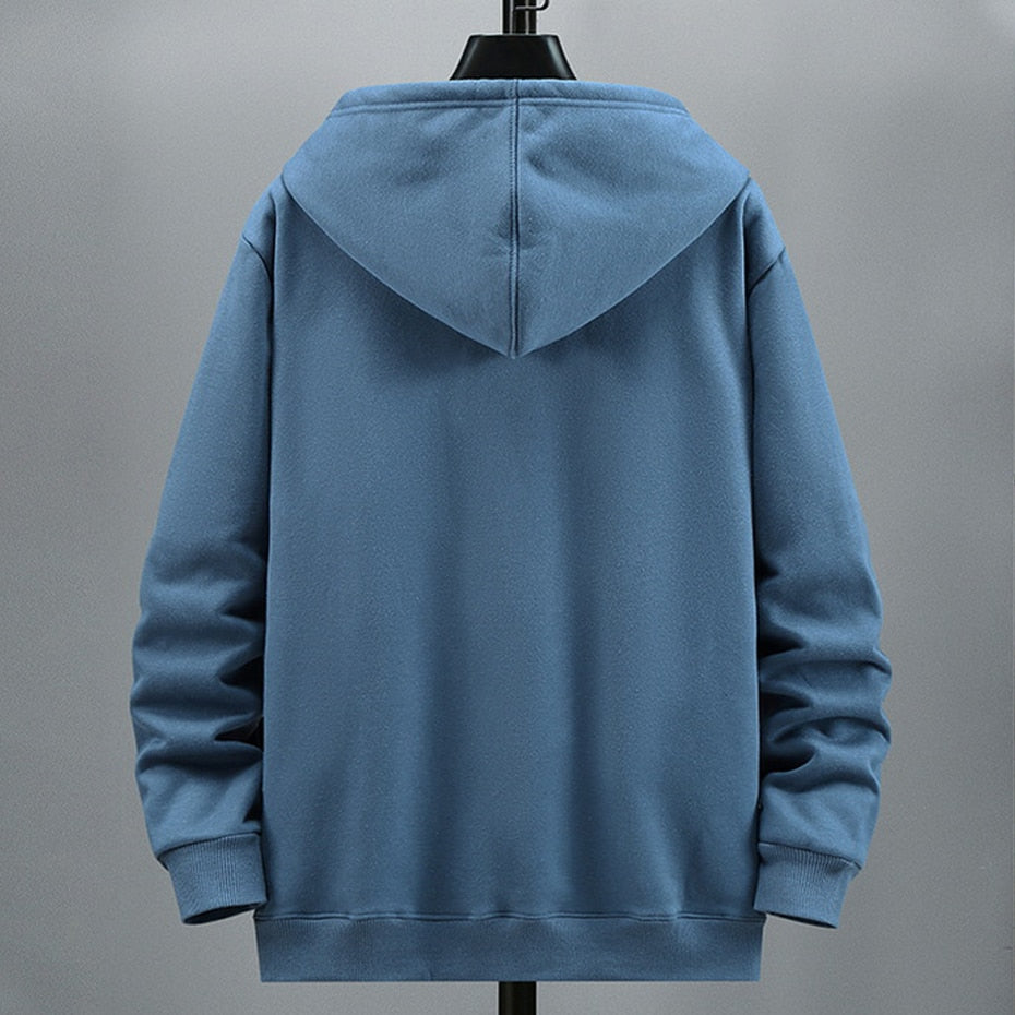 Hoodie Men Fleece Hoodies Solid Color Big Size