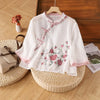 Womens Vintage Embroidered Top Cotton Linen Loose Summer Shirt