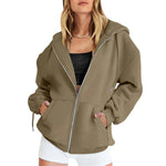 Autumn Winter Zipper Cardigan Hooded Sweatshirt Women