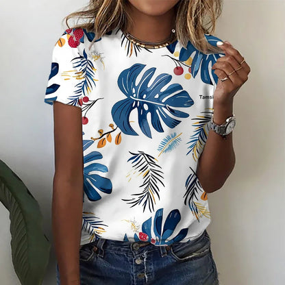 Women’s Gradient Blouse 3D Floral Print Y2K Casual Tee