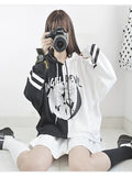 Cute Kawaii Women's Hooded Sweatshirt: Lovely Patchwork Pullover