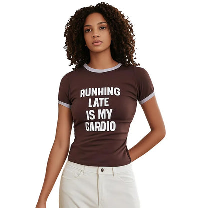 Y2K Letter Print Crop Top Women’s Slim Fit Summer Streetwear T-Shirt