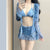 Four Piece Bikini Set Halter Neck Long Sleeve Cover Up Swimsuit