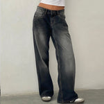 Women Y2K Aesthetic Low Rise Baggy Jeans Loose Fit Denim