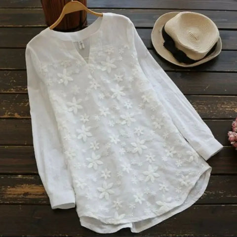 2024 Summer Hot Blouse Women Lace Tops V Neck