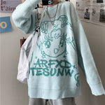 Streetwear women Anime Print Knitted Sweater Long Sleeve Jumper