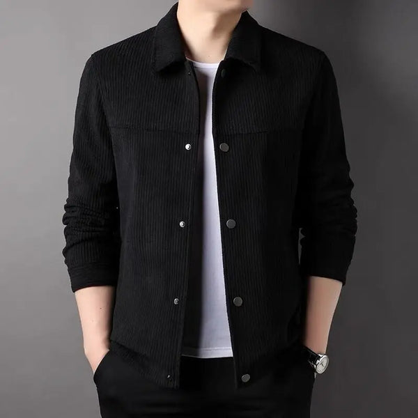 Mens Corduroy Button Down Jacket Business Casual Fall Coat