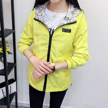 Women Jacket Pocket Zipper Hooded Coat Loose