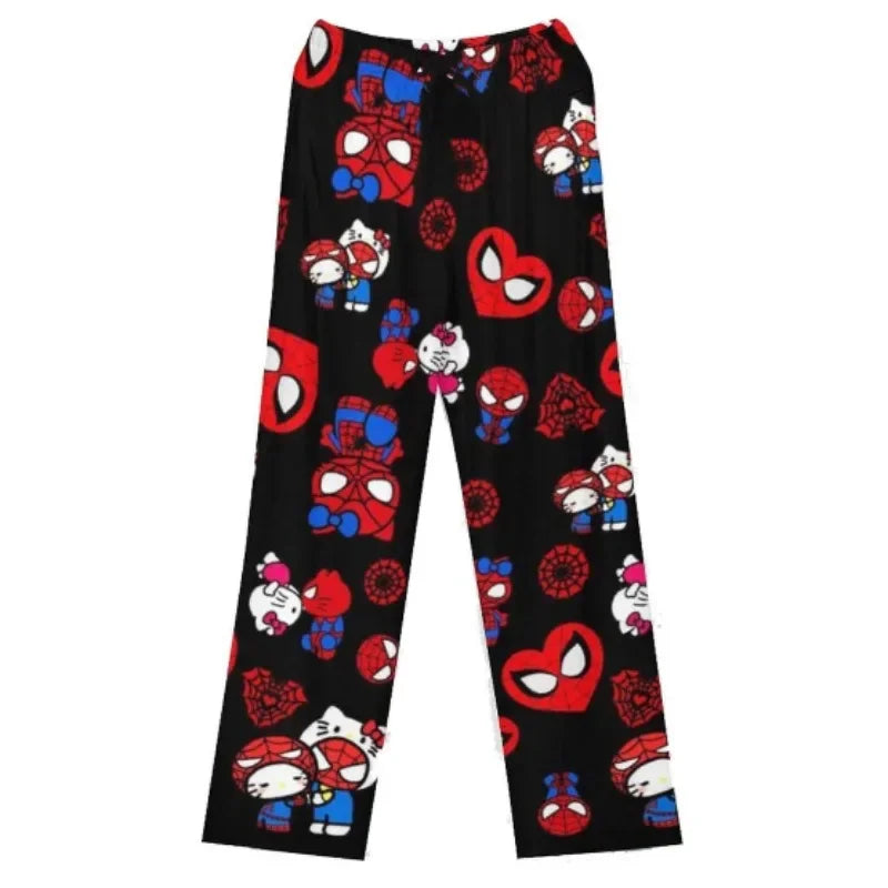 Hello Kitty Spider-Man Pajama Pants Cotton Loose Women’s Lounge Wear