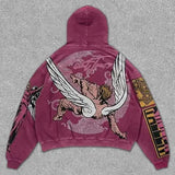 Retro Trendy Brand Angel Wings Printed Hoodie