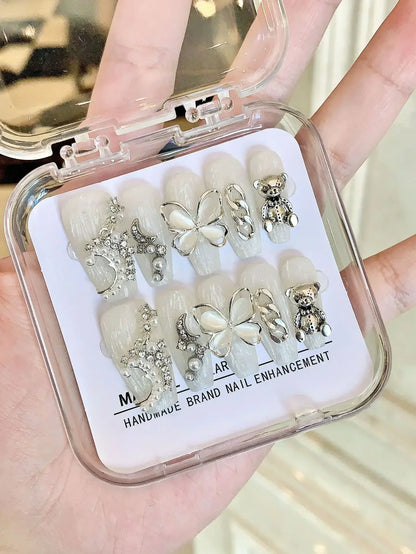 Vintage Angel Gothic Nail Burgundy and Black Fashion Punk Cool Nail