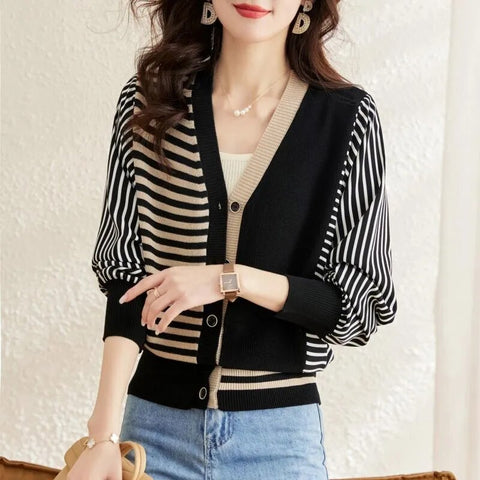 Autumn Winter Sweater Cardigan Knitted Top Women's