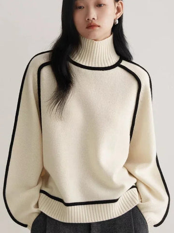 New Winter Korean Turtleneck Sweater for Women Solid Knitwear